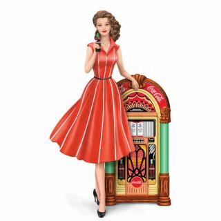 Rockin With Coca Cola Lady With Juke Box Figurine - Bradford Exchange