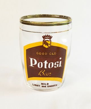 Pair (2) Vintage Potosi Beer Barrel Glasses 1950s 