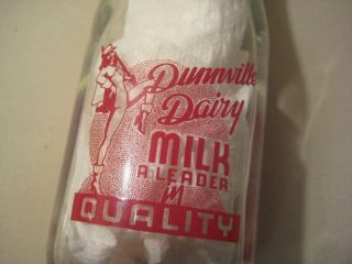 Vintage 1/2 Pint Milk Bottle Dunnville Dairy,  Ontario Canada Glass 6 1/3 " Tall