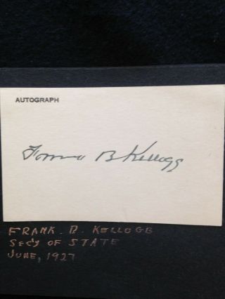 Frank B.  Kellogg Cut Autograph - Secretary Of State