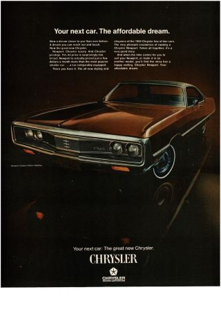 1969 Chrysler Newport Custom Brown 2 - Door Hardtop Vtg Print Ad