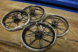 Antique Set Pressed Steel Wheels Parts For Wagon Baby Carriage Toy