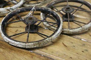 Antique Set Pressed Steel Wheels Parts for Wagon Baby Carriage Toy 2