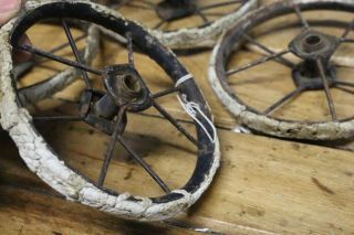 Antique Set Pressed Steel Wheels Parts for Wagon Baby Carriage Toy 5