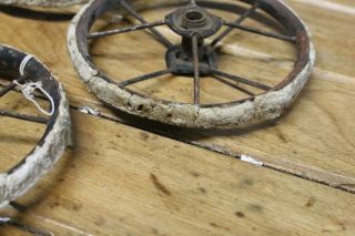 Antique Set Pressed Steel Wheels Parts for Wagon Baby Carriage Toy 6