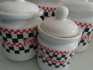 Vintage 1996 Gibson Coca - Cola 1996 Canister Set 4