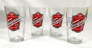 Set Of 4 - The Famous Narragansett Beer " Hi - Neighbor " Pint Glasses 16 Oz