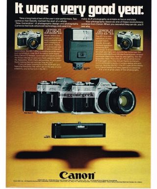 1978 Canon Ae - 1 At - 1 35mm Slr Camera Vtg Print Ad