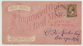 Mr Fancy Cancel 210 Illustrated Overall Ad Cover Improved Order Of Red Men Ny 84