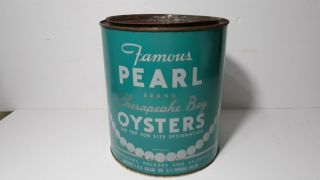 Famous Pearl Brand Chesapeake Bay Oysters Tin - Mcnasby Oyster Co Annapolis,  Md