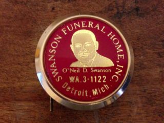 Vintage Funeral Home Advertising Tape Measure Swanson Funeral Homes Detroit