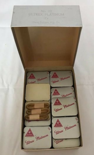 Box Of 36 Vintage Ultrex Platinum Condom Tin Prophylactic Rubber Box