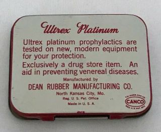 Box Of 36 Vintage Ultrex Platinum Condom Tin Prophylactic Rubber Box 4