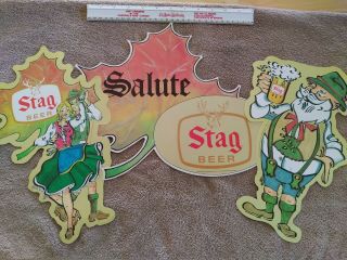3 Vintage Stag Beer Store Display Signs 1980