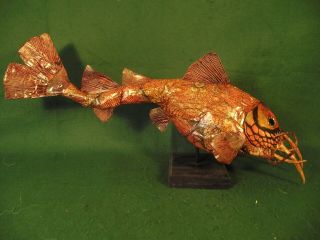 Deep Sea Marine Fang Fish Non - Taxidermy Odd Steampunk Weird Sculpture Folk Art