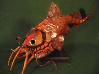 Deep Sea Marine Fang Fish Non - Taxidermy Odd Steampunk Weird Sculpture Folk Art 2