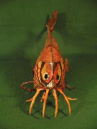 Deep Sea Marine Fang Fish Non - Taxidermy Odd Steampunk Weird Sculpture Folk Art 5