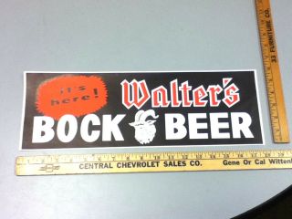 Walter ' s bock beer sign bar signs 1 Wisconsin poster old vintage brewery WI UZ3 2