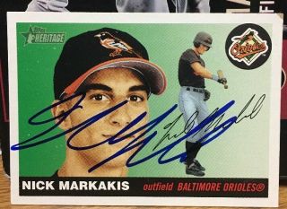 Nick Markakis Autographed 2004 Topps Heritage 282 Baseball Rookie Card Signed