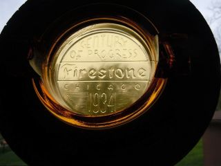 Vintage Firestone Tire Glass Ashtray - 1934 Century Of Progress - Worlds Fair