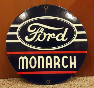 Vintage Ford Monarch Sales And Service Porcelain Advertising Sign