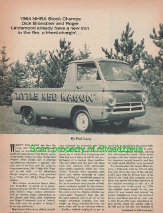1964 Dodge A - 100 - Little Red Wagon Pickup - Dick Branstner - Roger Lindamood