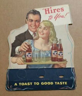 " Hires To You " Hires Root Beer 6 - Pack Bottle Topper Sign,  1940 