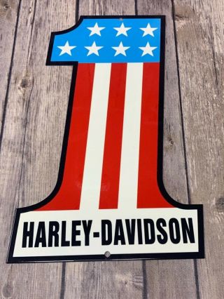 Vintage Harley Davidson Motorcycle 1 Racing Logo Metal Sign 12 " X 7.  5 " Die - Cut
