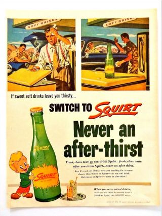 Vintage 1953 Squirt Soft Drink Soda Pop Kid Advertisement Print Ad Art