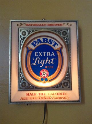 Vintage Pabst Extra Light Beer Lighted Lamp Wall Hanging Beer Sign