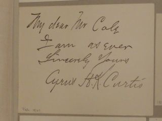 Autograph Cyrus H.  K.  Curtis An American Publisher " The Saturday Evening Post "