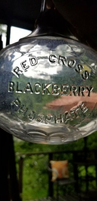 Large Old Red Cross Blackberry Phosphate Back Bar Bottle 2