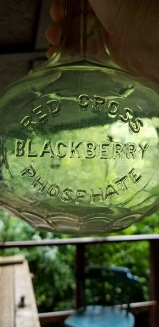 Large Old Red Cross Blackberry Phosphate Back Bar Bottle 3