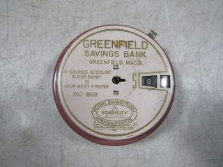 Vintage/Antique 1940 ' s Tin Metal Add - O - Bank Greenfield Savings Mass Coin 8