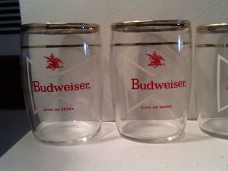 Vintage Budweiser Anheuser Set Of 6 Crested Barrel Tumblers 5