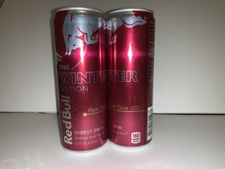 Rare Red Bull Energy Drink Limited Winter Edition Plum Twist 2 Full 12oz Cans
