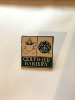 Vintage Starbucks Certified Barista Enamel Pin Old Logo Pinback