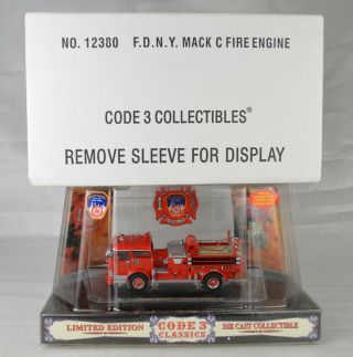 Code 3 12380 Fdny Mack C Fire Engine 4 7/8 " Long With Package & Sleeve