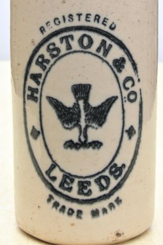 Vintage C1900s Harston & Co Leeds Bird With Twig Pict Stone Ginger Beer Bottle