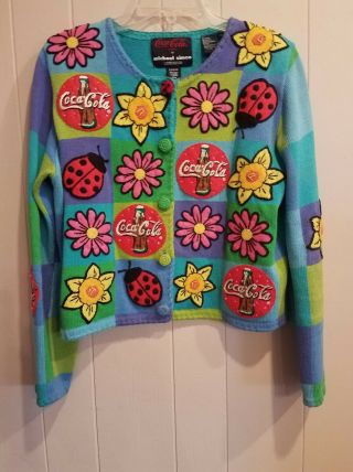 Vintage Coca Cola Michael Simon Womens Limited Edition Cardigan Size Med