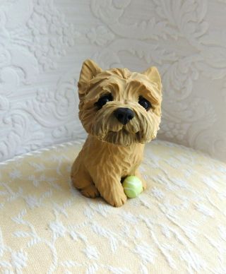 Cairn Terrier With Tennis Ball Clay Dog Sculpture By Raquel From Thewrc