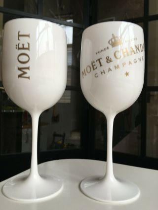 2 X Moet & Chandon Ice Imperial Champagne White Acrylic Glasses