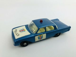 1963 Matchbox / Lesney 55b Ford Fairlane Police Car In Lt.  Blue 2