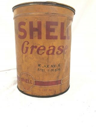 Vintage Shell Grease Oil Can Tin 5LBS : (7 3/8 