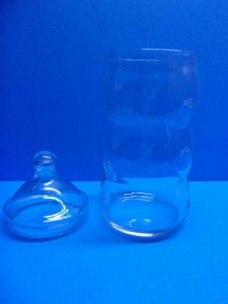Vintage Clear Glass Apothecary Display Jar w Lid Curvey 9.  25 