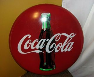 Vintage Round Coca - Cola Button Sign 20 " From 1990