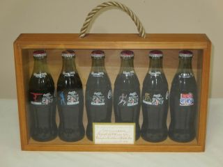 Coca Cola Olympic City Bottle Set In Wooden Display Rare 1996 1,  361 Of 1,  996