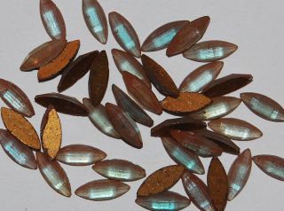 Vintage 6 Saphiret Flat Back Navette Stones Faceted Tiny Marquis 3 X 9mm