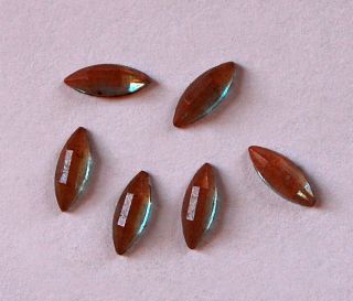 VINTAGE 6 SAPHIRET FLAT BACK NAVETTE STONES FACETED TINY MARQUIS 3 X 9mm 3