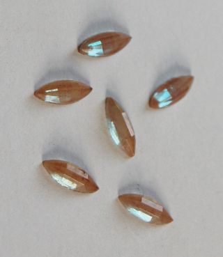 VINTAGE 6 SAPHIRET FLAT BACK NAVETTE STONES FACETED TINY MARQUIS 3 X 9mm 4